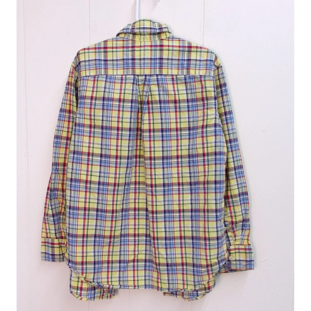 Ralph Lauren Kids Plaid‎ Button Down Long Sleeve Shirt Yellow Blue Sz 8 / #1042